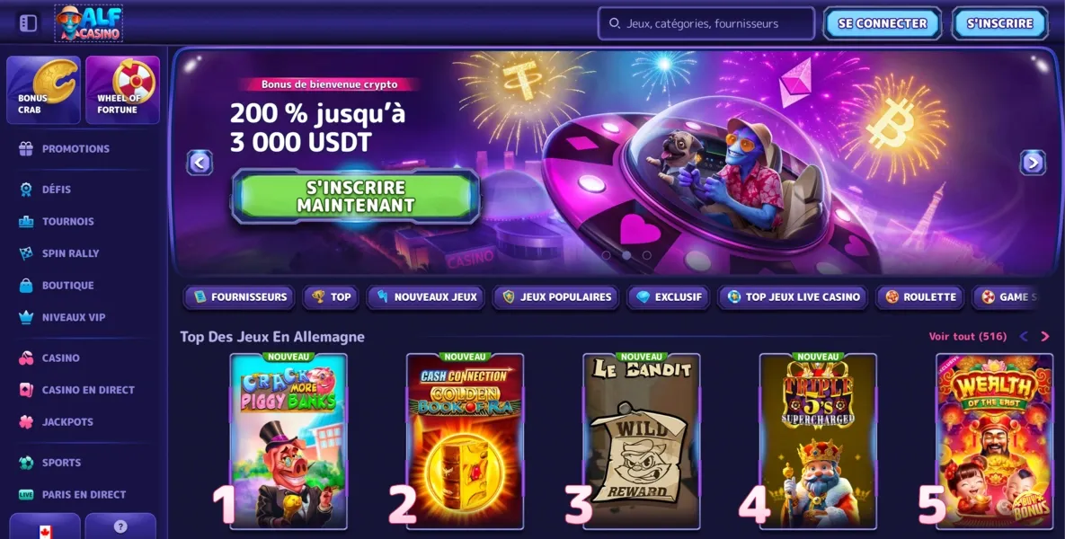 Alfcasino versión para móvil y escritorio